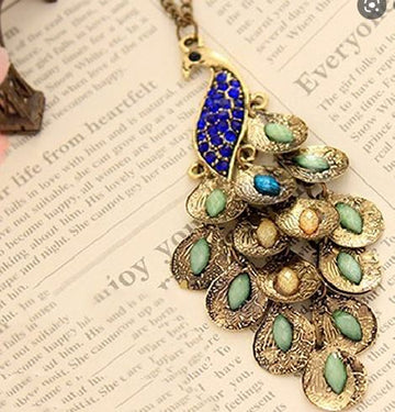 Bronze Gemstone Peacock Necklace