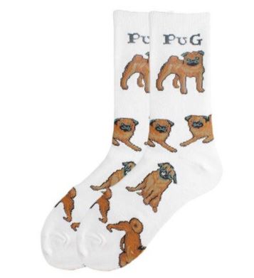 White Pug Dog Breed Socks