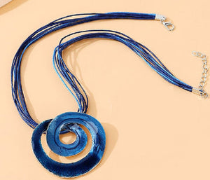 Blue Swirl Cord Necklace