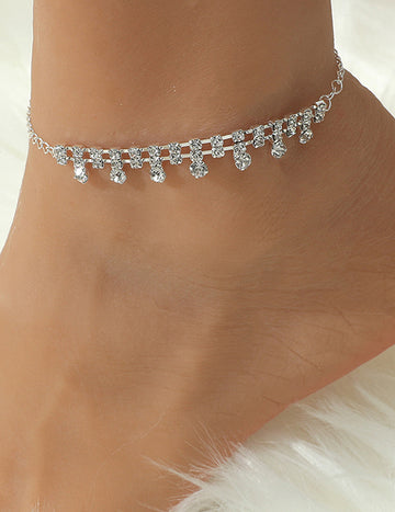 Silver Rhinestone Ankle Bracelet