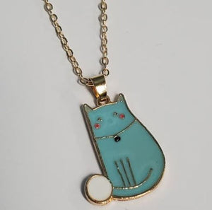 Gold Kitty Cat Necklace with FREE EARRINGS.