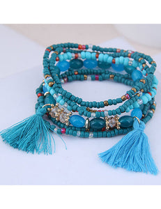 Fashion Blue Seed Bead Bracelet Set