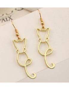 Gold Cat Silhouette Earrings