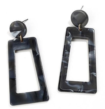 Black Acrylic Rectangular Earrings
