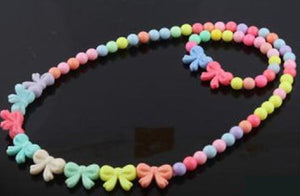 Colorful Bows Bead Necklace & Bracelet Set