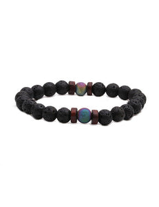 Black Lava Stone Multi Color Bead Bracelet