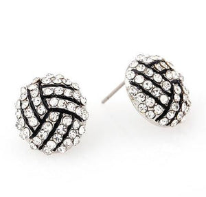 Volleyball Gemstone Stud Earrings