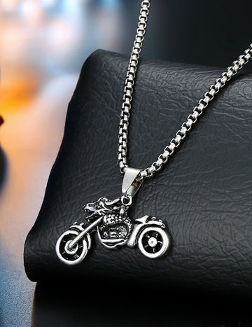Silver Dragon Motorcycle Necklace