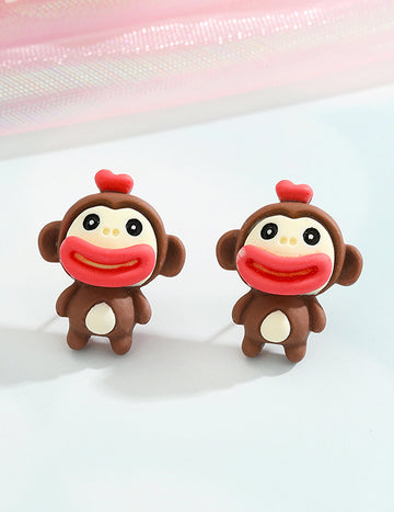 Cute Brown Monkey Earrings