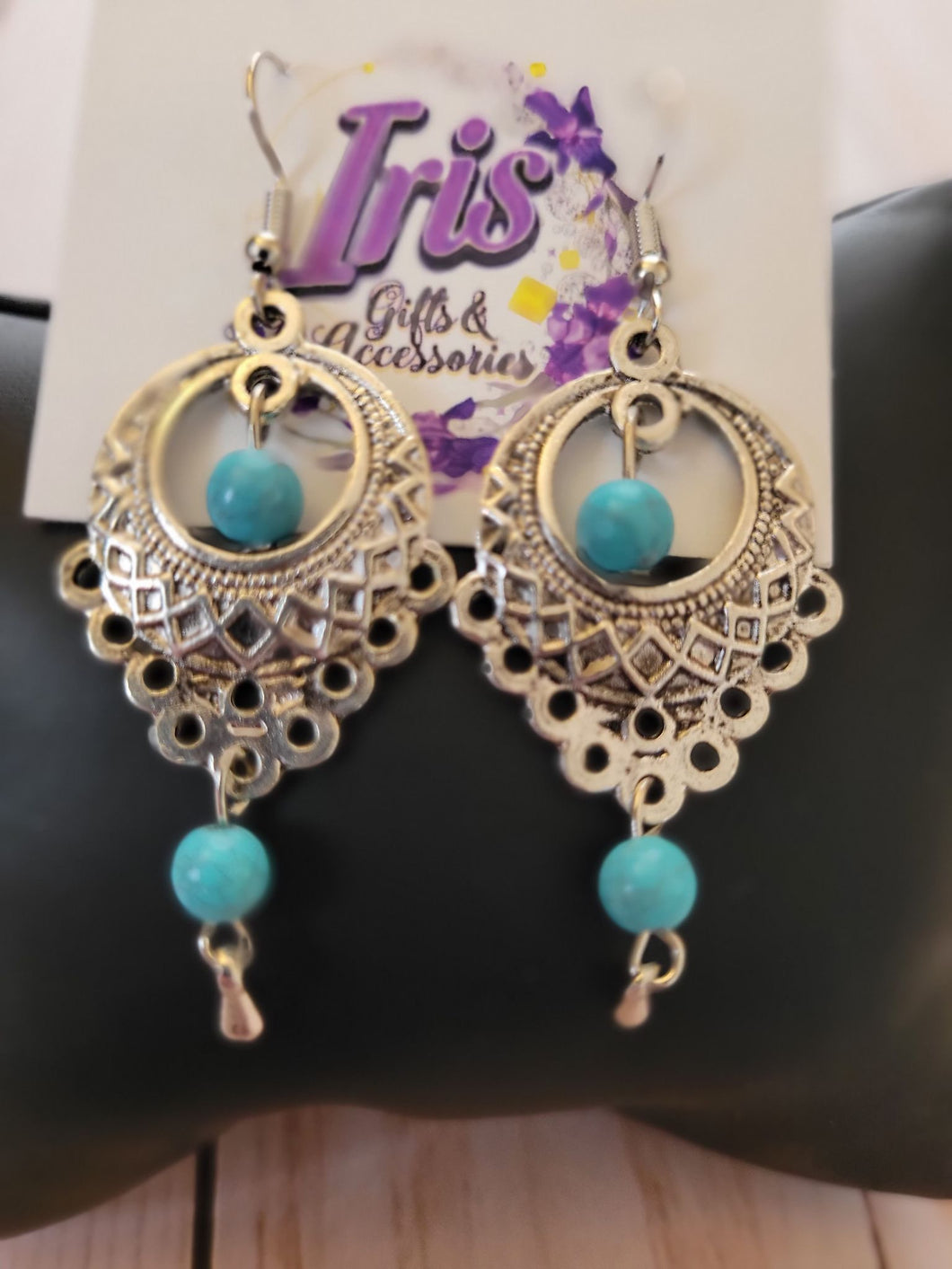 Turquoise Silver Dangle Earrings