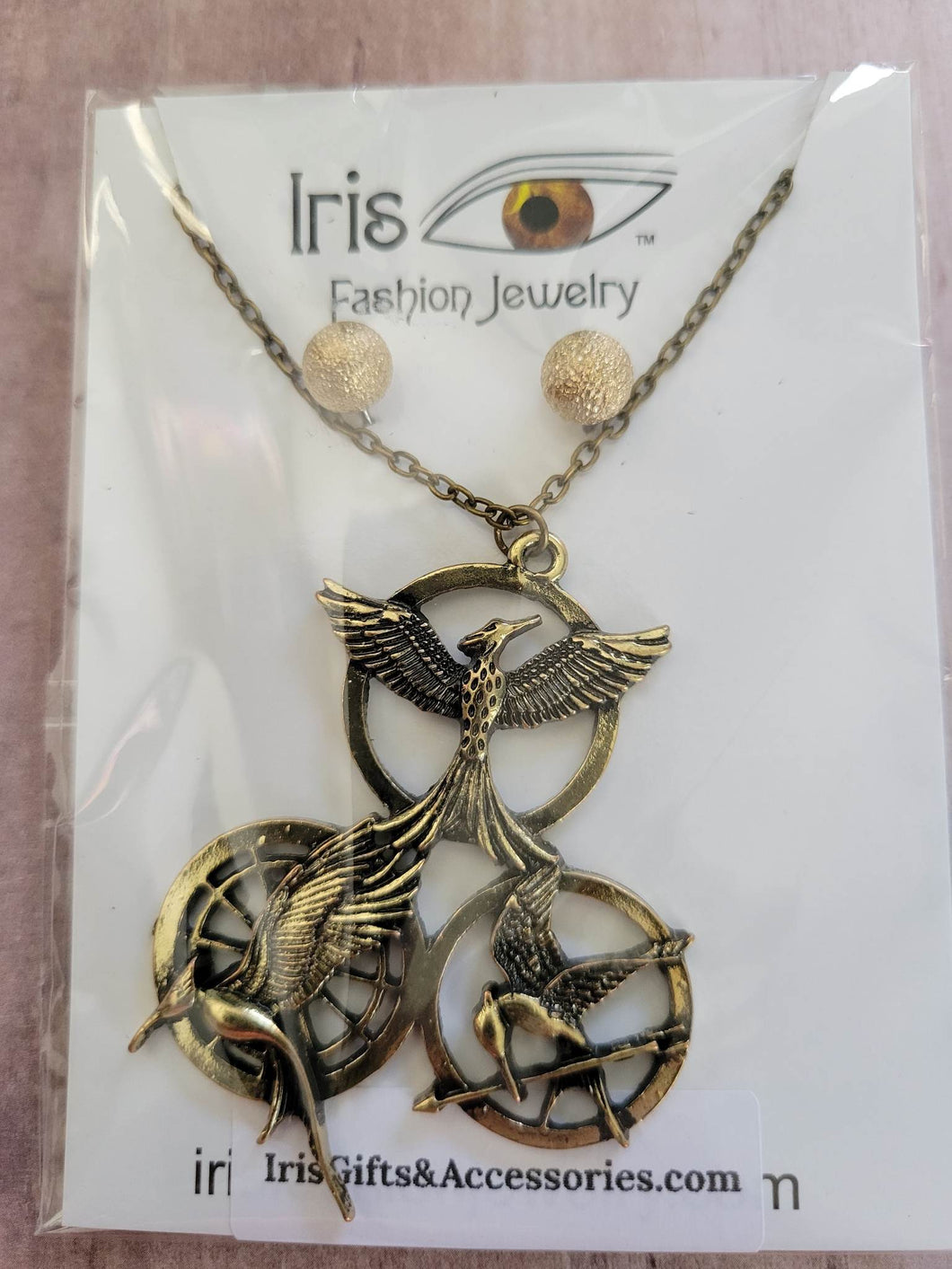 Bronze Bird and Arrow Necklace with FREE Earrings