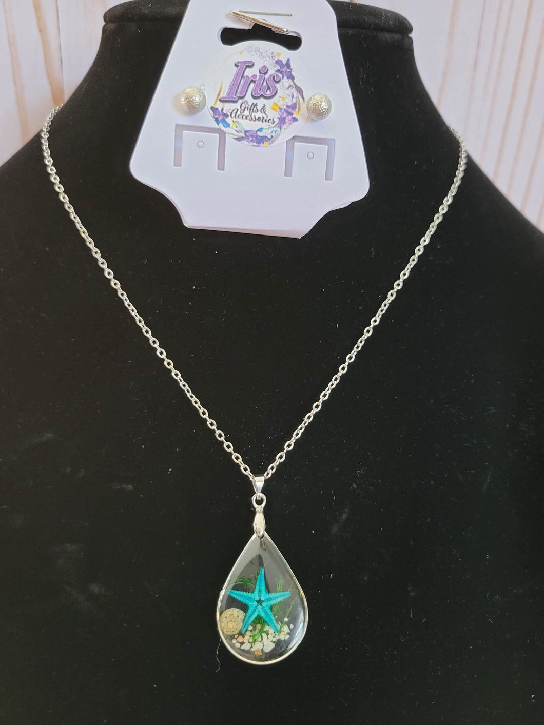 Teal Starfish Necklace with FREE EARRINGS