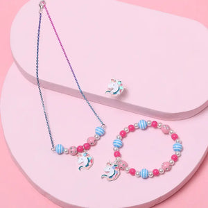 Magical Unicorn Jewelry Set - Adorable Necklace, Bracelet, and Ring